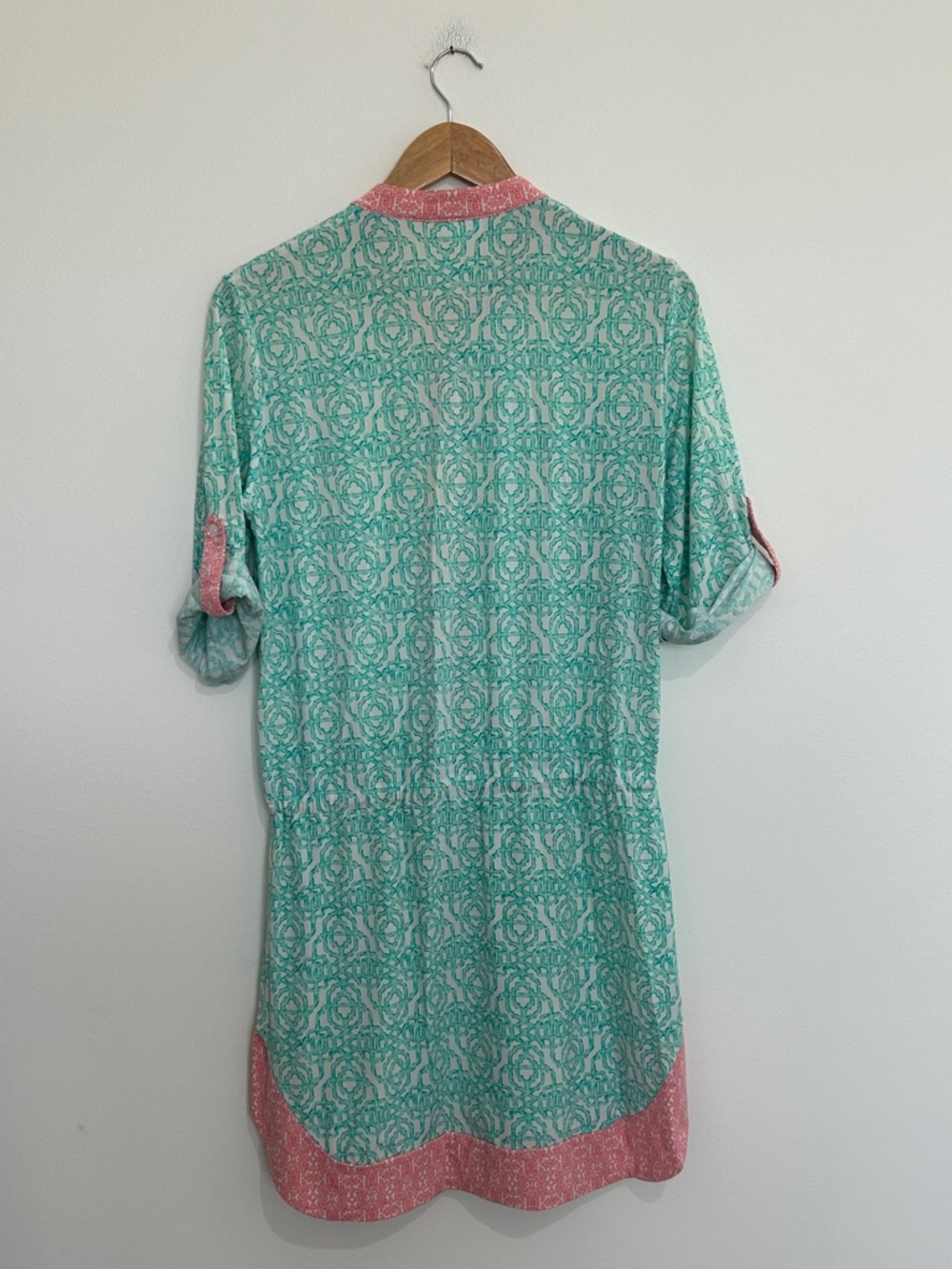 Green & Pink Printed Tunic Shirt Dress - Picture 3 of 4